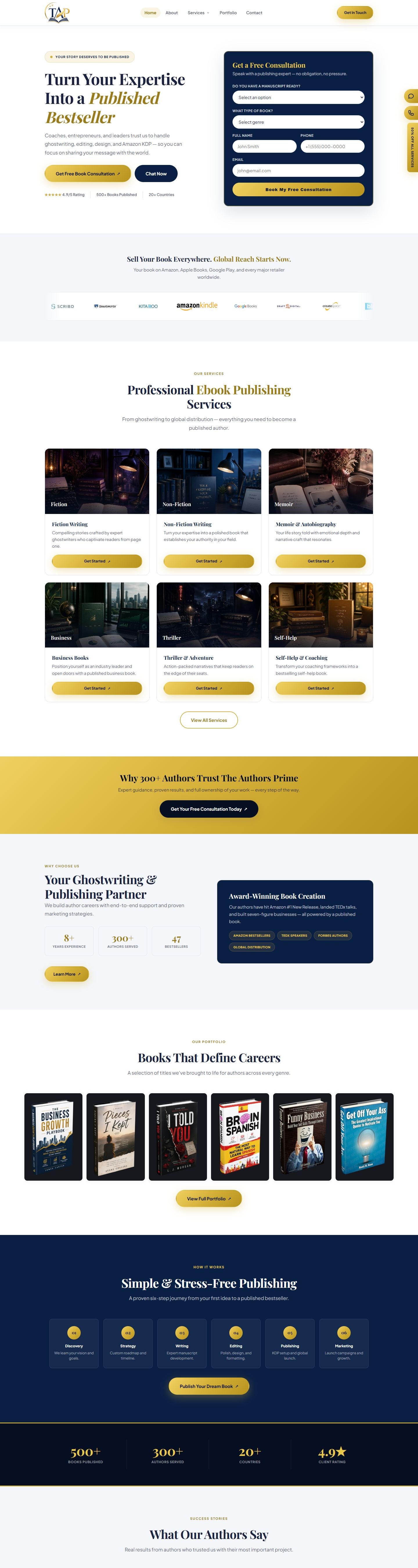 Full homepage of The Authors Prime